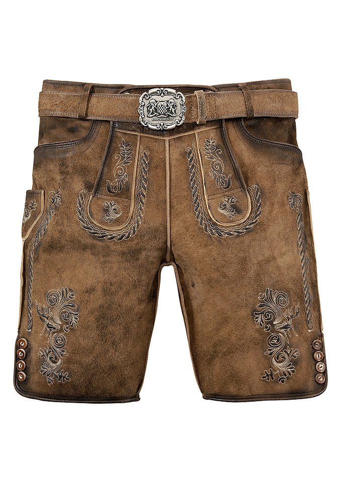 Krátké pánské krojové kožené kalhoty s výšivkou, Stockerpoint