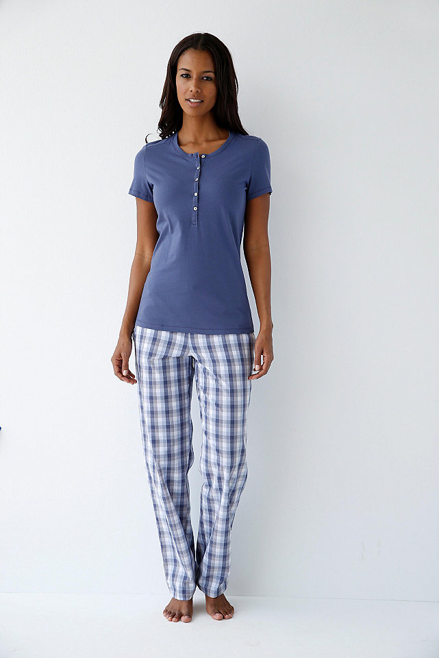 Schiesser Pyžamové kostkované kalhoty v tkané kvalitě