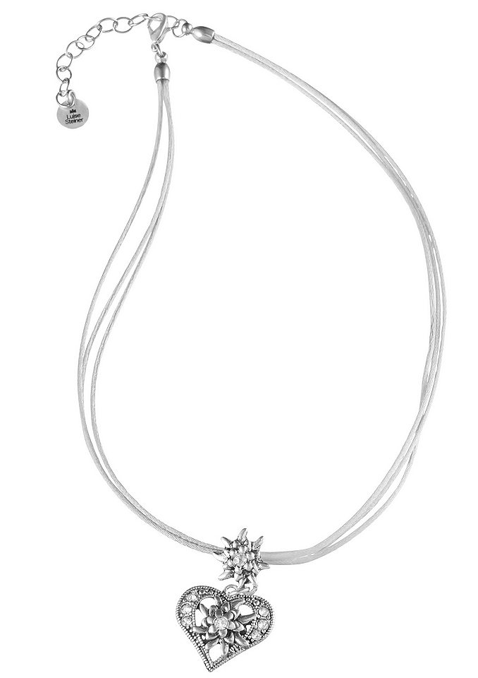 Dámský krojový náhrdelník s postříbřeným přívěskem ve tvaru srdce