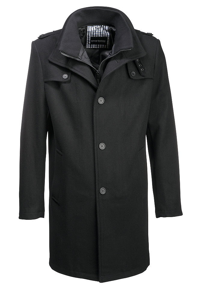 Bruno Banani Vlněný kabát Bruno Banani černý - standardní velikost 44